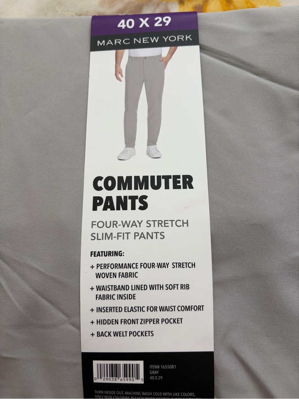 Marc New York Men's Commuter Slim-Fit Pants - Gray size 40x29 New
